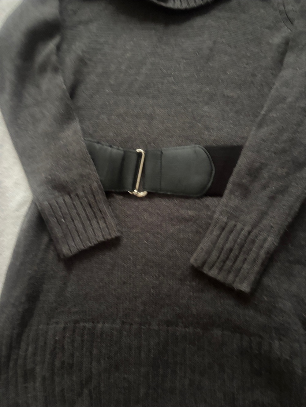 AB Studio Charcoal Cowl Neck Sweater Dress with Waist Belt - Picture 3 of 3